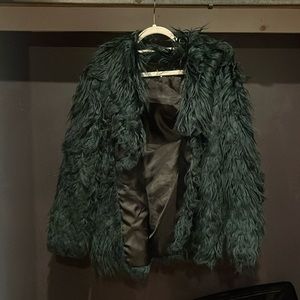 green fur coat XL